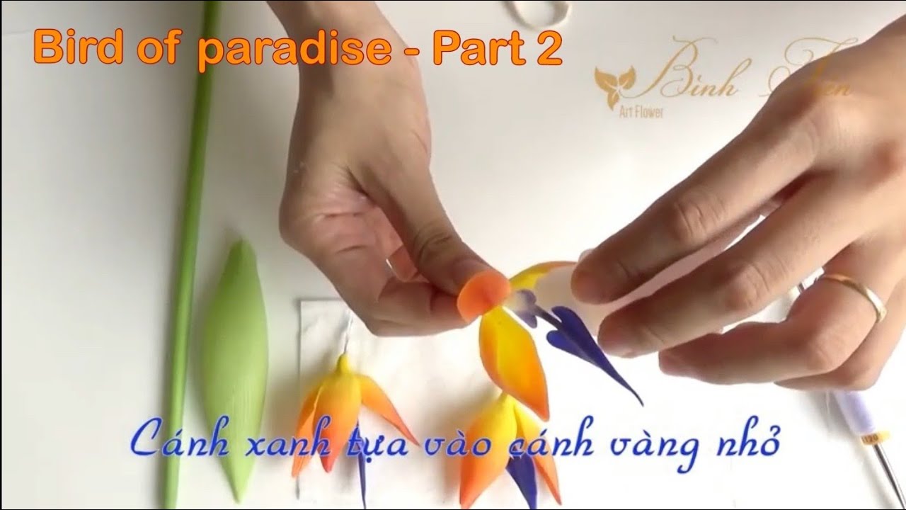 How to Make Bird of Paradise Clay Flower - Making Clay Flowers - DIY Clay Flowers ( Part 2/3)