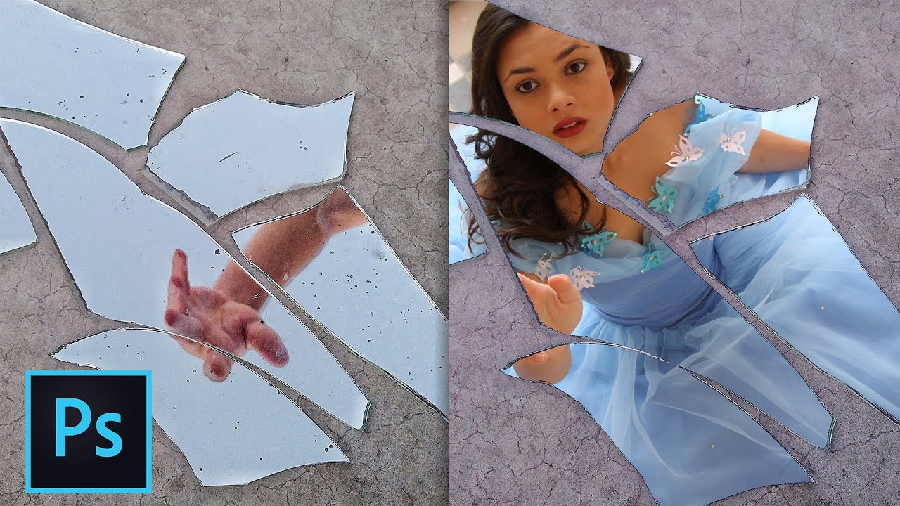 How to add  photos on broken mirror| photoshop tutorial | Easy tutorial