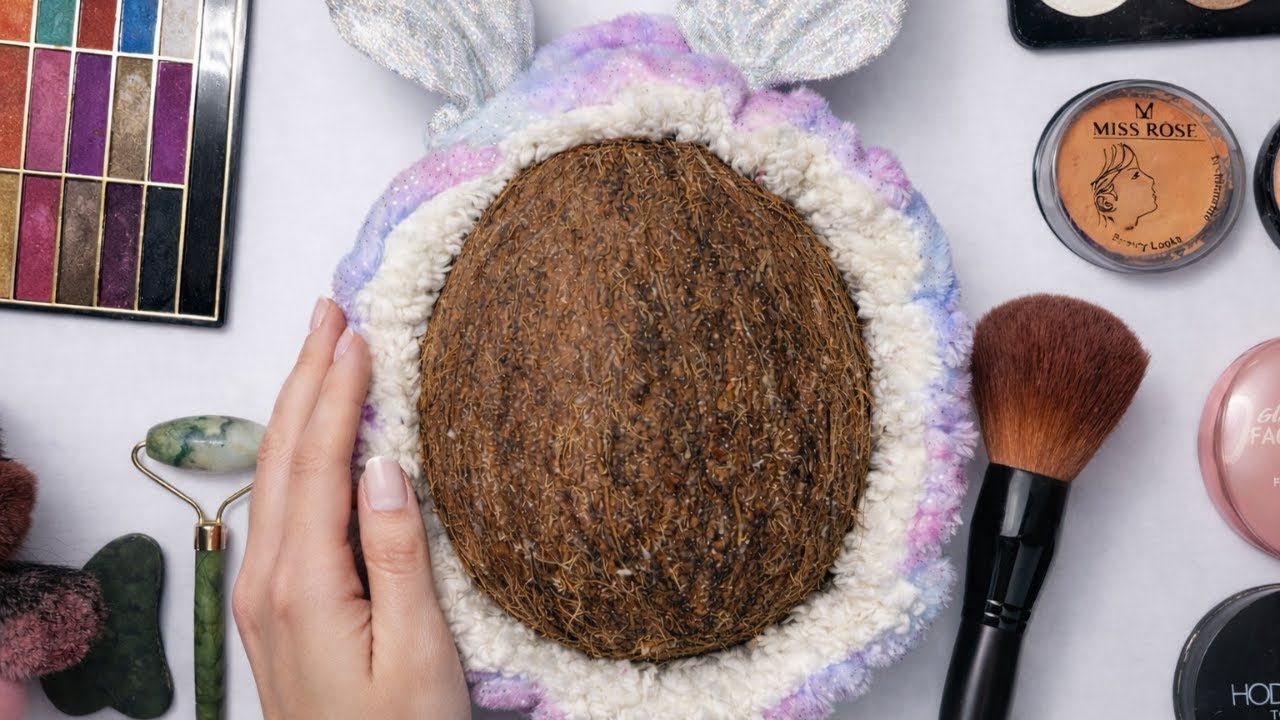 ASMR Makeup on Coconut (No Talking ) | Makeup for Sleep | 