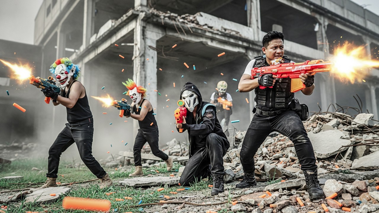 LTT Nerf Mod : SWAT TEAM Mission - Elite Nerf Guns Confront Crimson Masks Crime