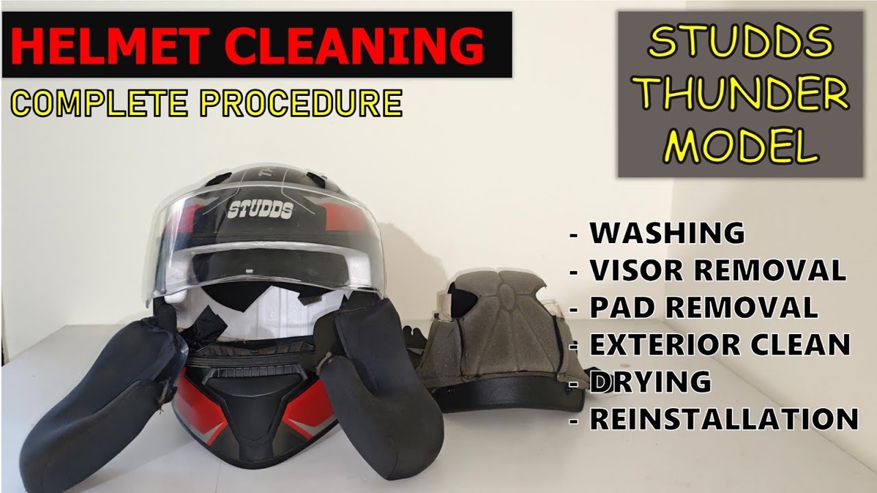 Studds Helmet Cleaning | Thunder Model | Cleaning, Visor Removal, Padding Removal, Washing Process.