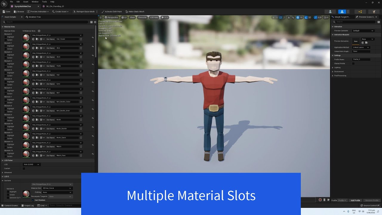 UE5 - Multiple Material Single Character Mesh - 1A - Assign Materials to Mesh - Synty Assets