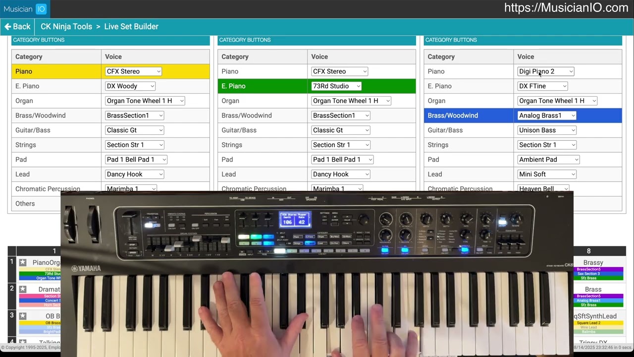 Yamaha CK61/88 Advanced Live Set Technique: Part Category Buttons - CK Ninja Tools
