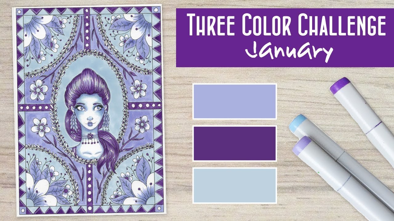Copic Colors Challenge Ep 1 - January - Three Marker Challenge