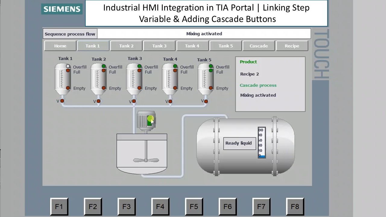 Industrial HMI Integration in TIA Portal Linking Step Variable & Adding Cascade Buttons
