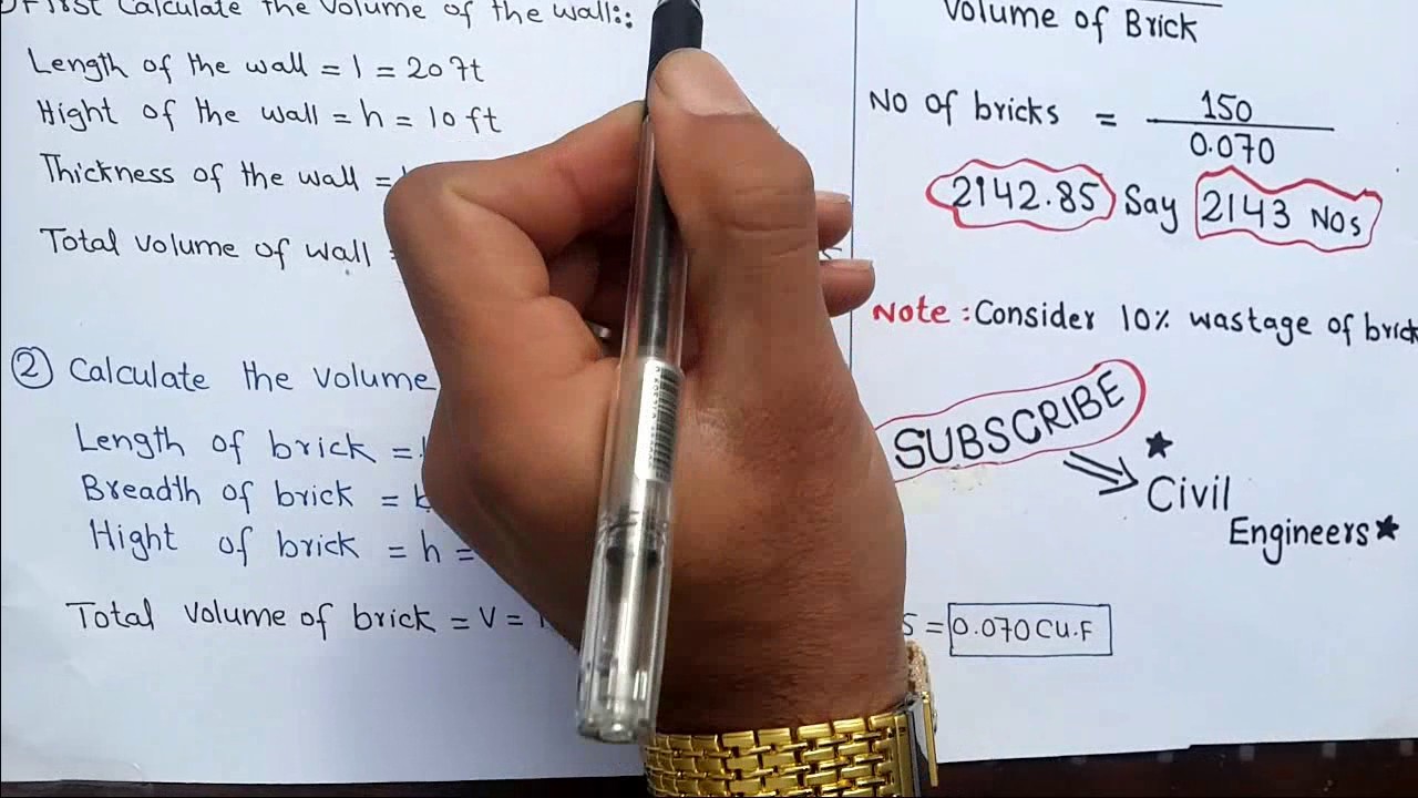 Calculation of Bricks in detail.