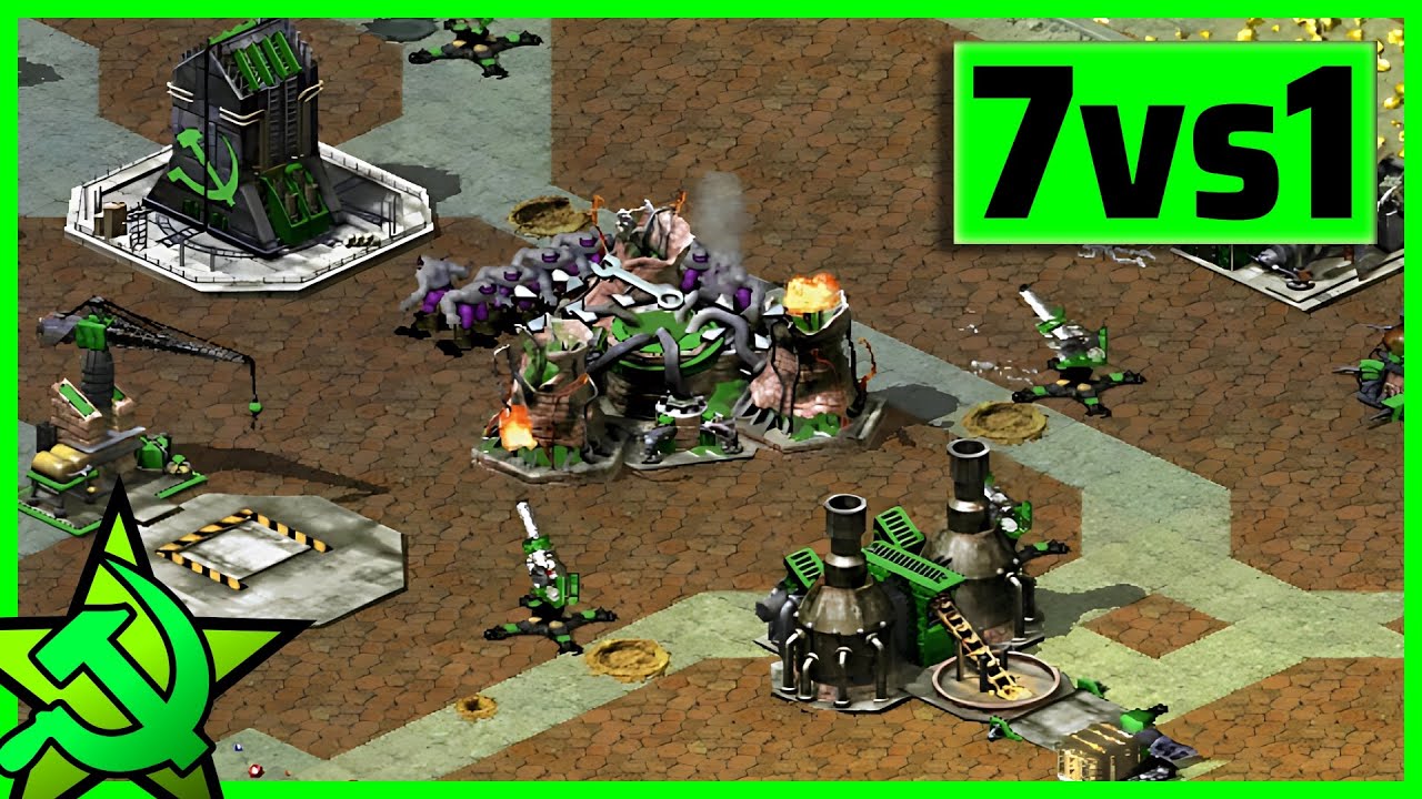Red Alert 2 | Floating Fortress | (7 vs 1 + Superweapons)
