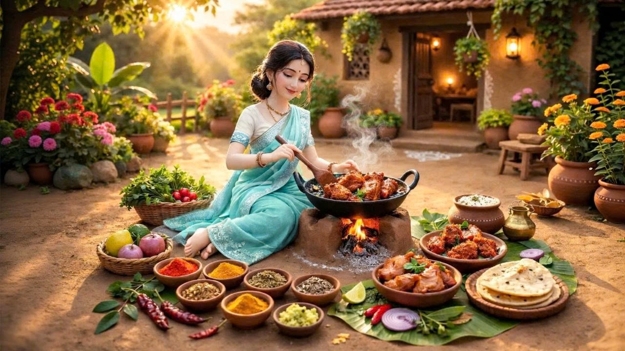 Miniature Doll Cooks Chicken Roast & Steamed White Rice ASMR | Mini India Universe.
