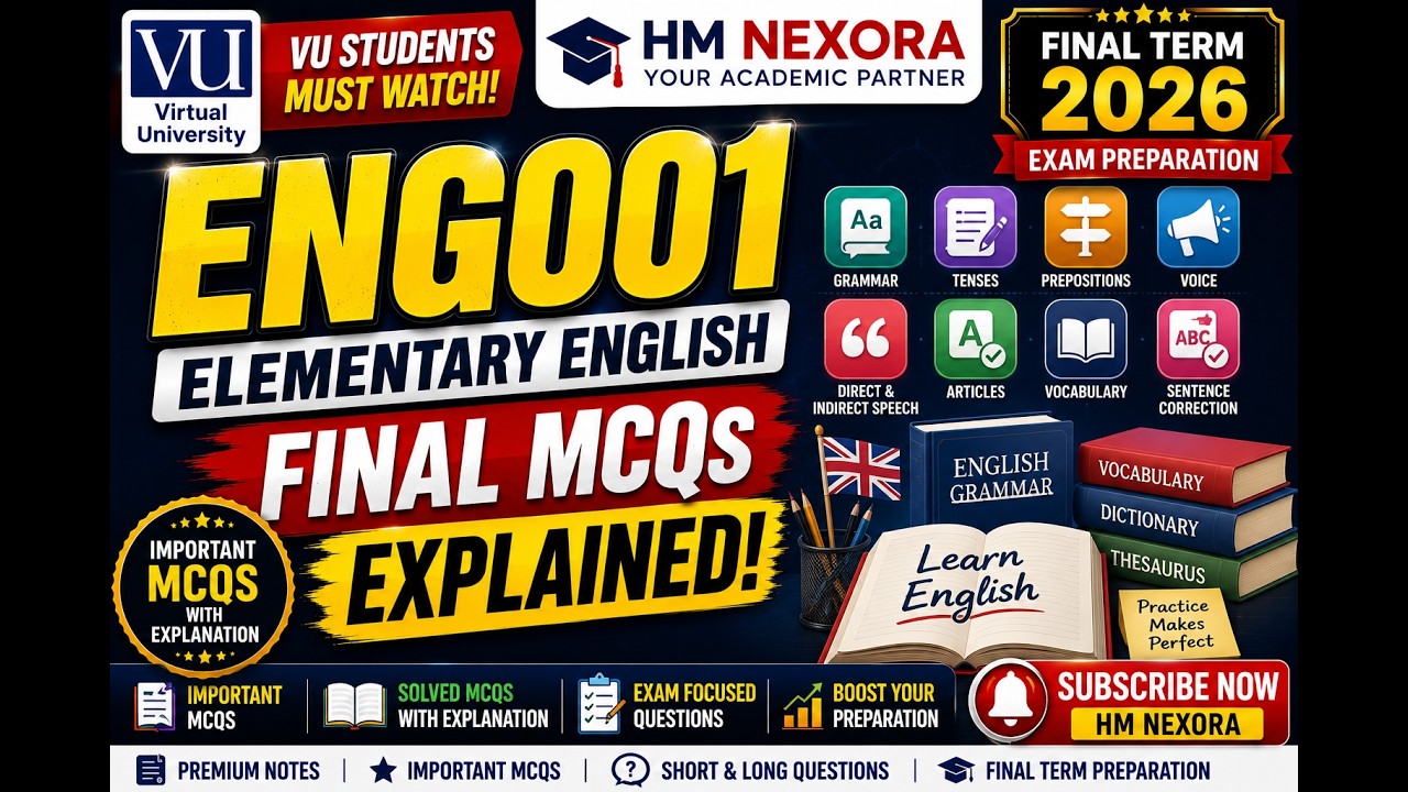ENG001 Final MCQs Explained | Important English MCQs for Final Term 2026 | HM Nexora