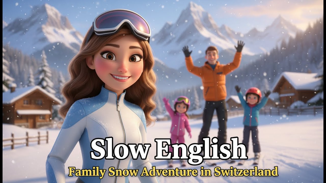 Family Snow Adventure in Switzerland Easy English Story for A2 Learners