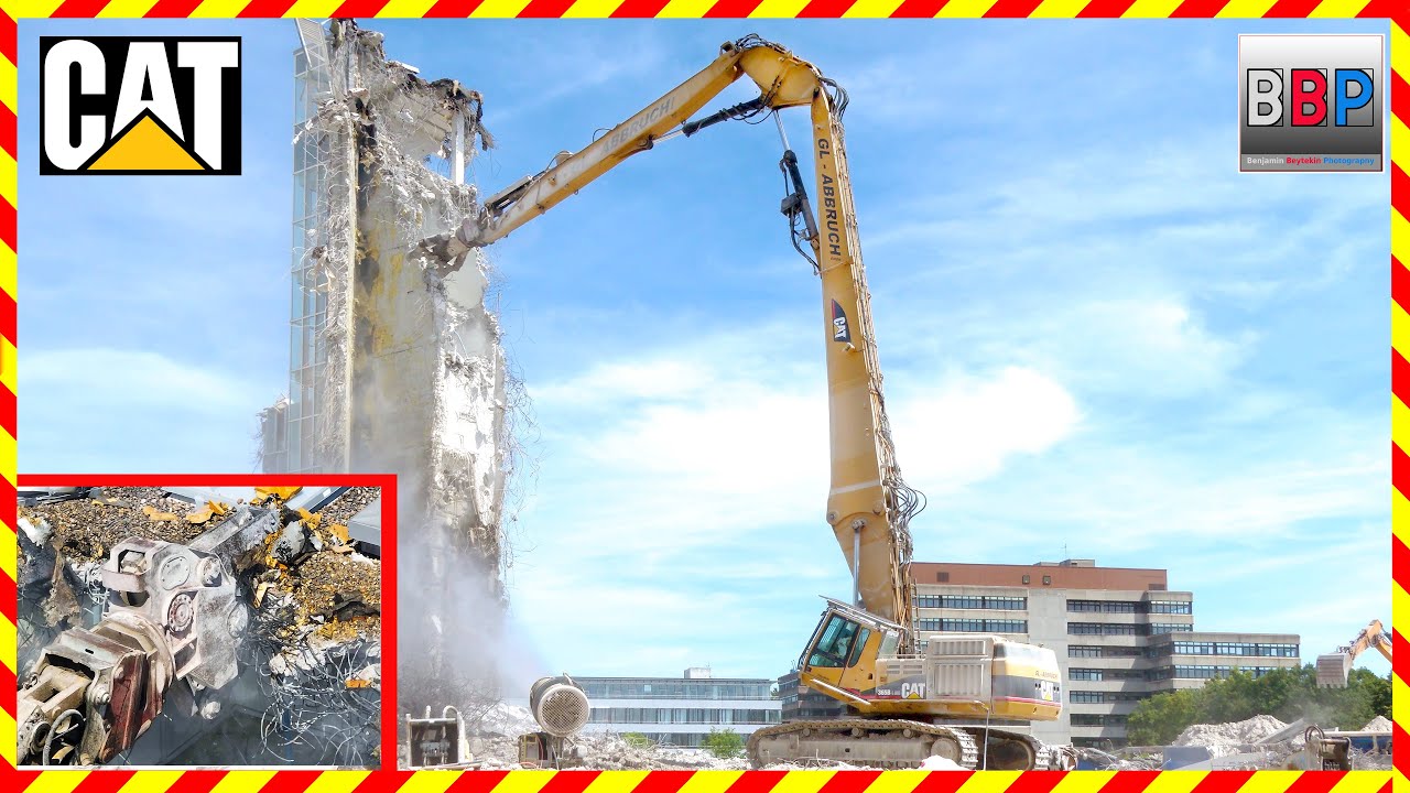 💪 CAT 365B Longfrontbagger,... Abbruch Bürokomplex, Stuttgart, 2024. #demolition #caterpillar
