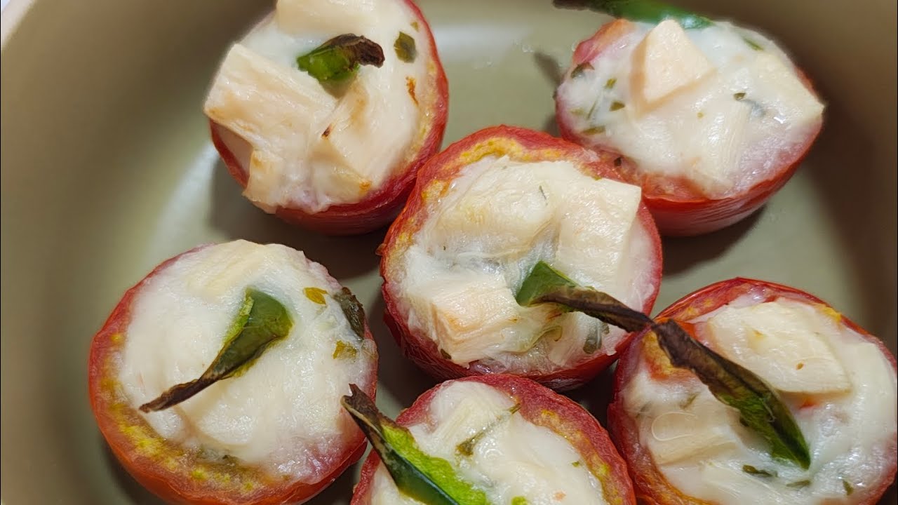 Como sugestão, Tomates recheados com palmito! Um Acompanhamento delicioso, sem glúten e lactose! 