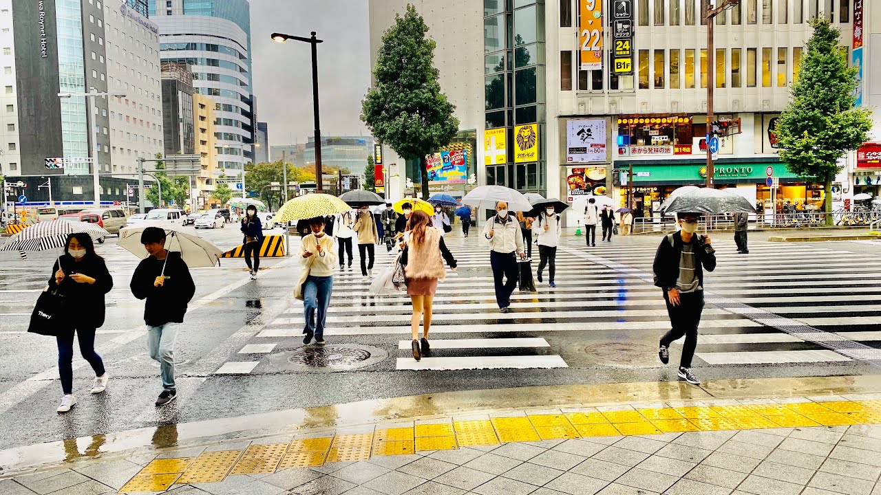 4K Rain Walk in Japan (Nagoya) - 雨の散策