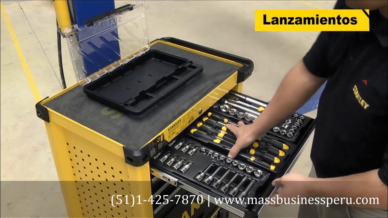 video carrito con 214 herramientas STANLEY