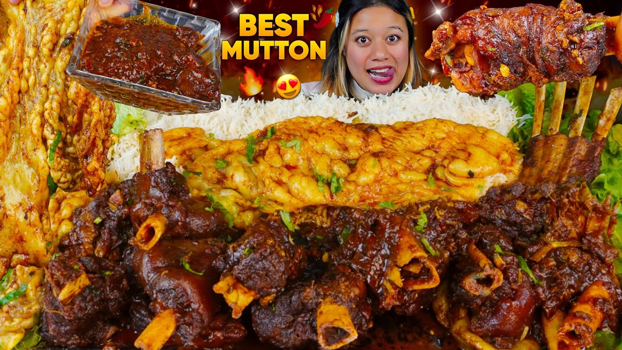 🤤Best Mutton with Fat Curry Mukbang |  Eating Mutton Nalli & Mutton Fat with Basmati Rice Mukbang 🤤🔥