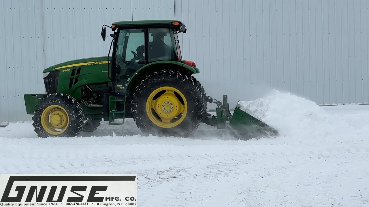 GNUSE MFG L108 Loader Bucket on JD 6140D Moving Snow