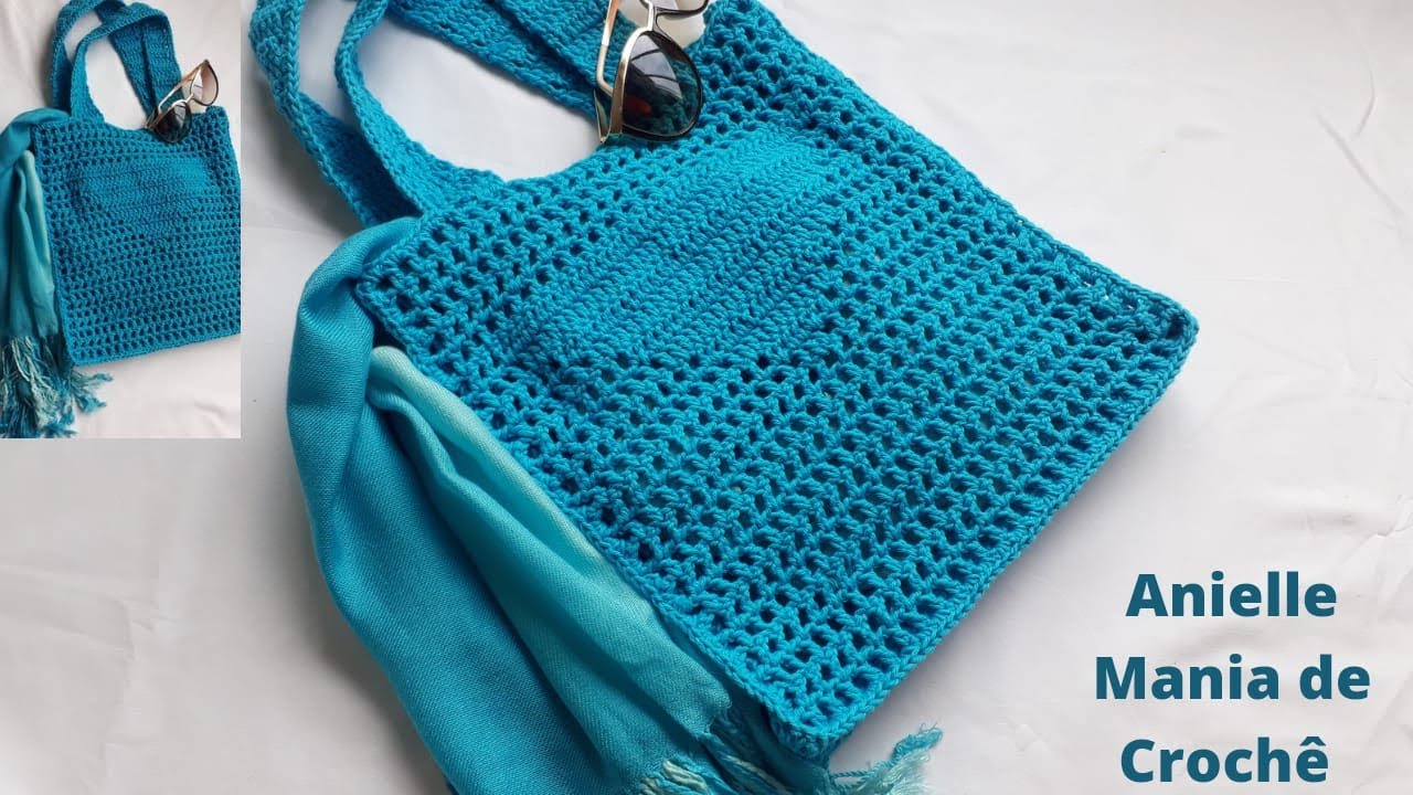 BOLSA EM CROCHÊ VERÃO MODELO PRADA -  BOLSA DE CROCHÊ FÁCIL. #bolsadecrochê  #bolsaemcrocheprada