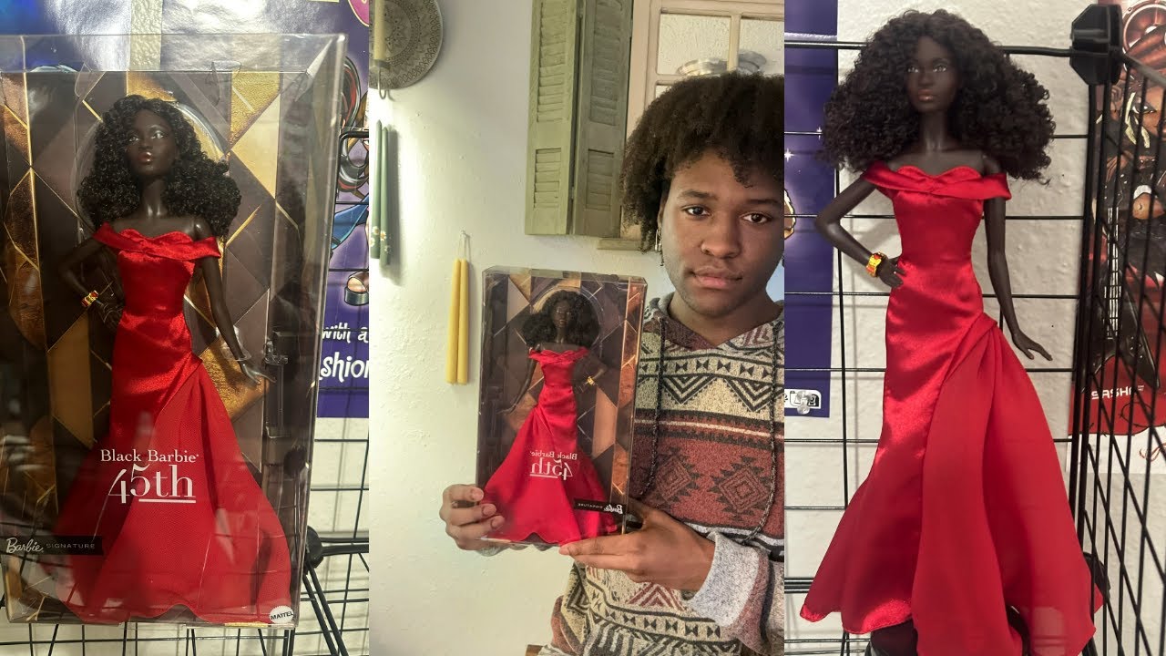 Black Barbie 45th anniversary Tribute designed by Kitty Black Perkins unboxing and review