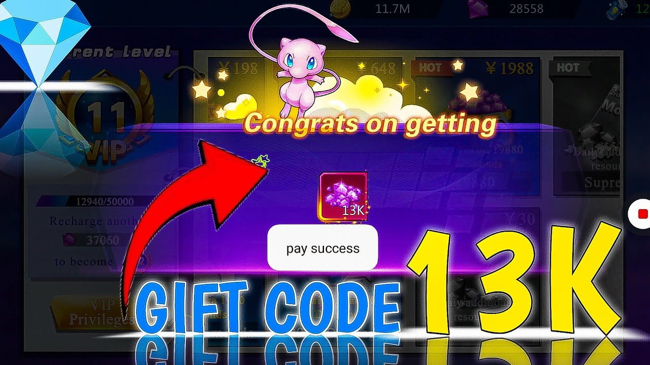 GIFT CODE IN POKEMON MASTER 3D 13K DIAMOND FREE 🥶 | DARK MEWTWO FREE 😍 [part 2]