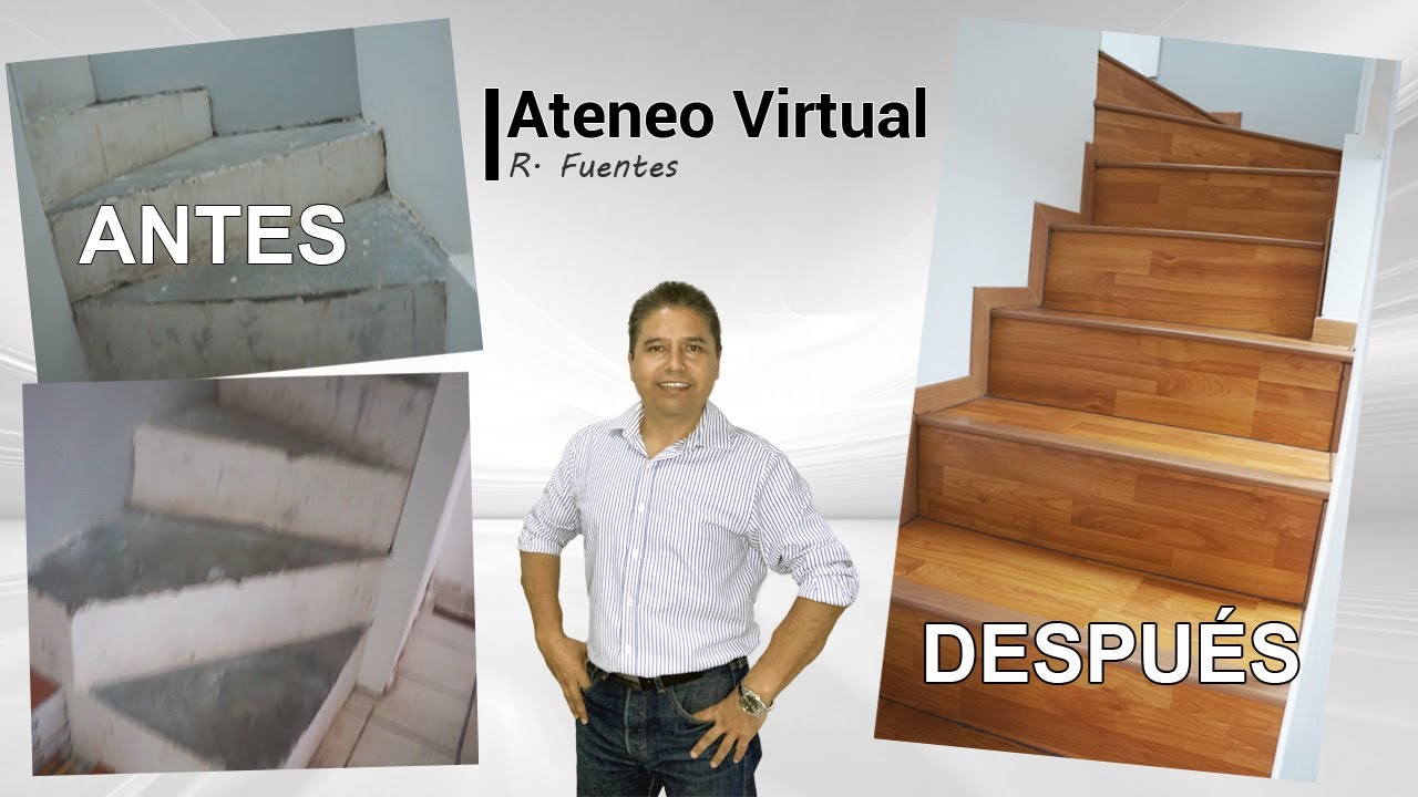 Recubrí la escalera con duelas de piso flotante laminado