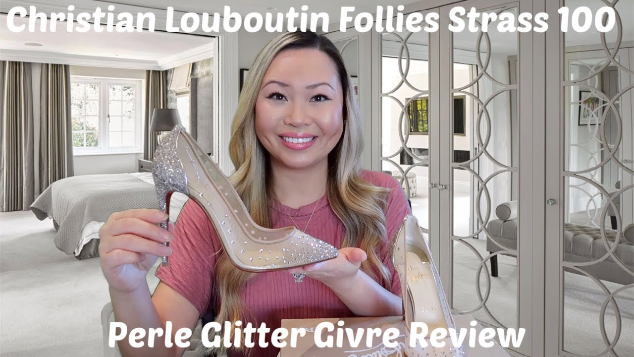 Christian Louboutin Follies Strass 100 Perle Glitter Givre Review | Unboxing | Styling tips