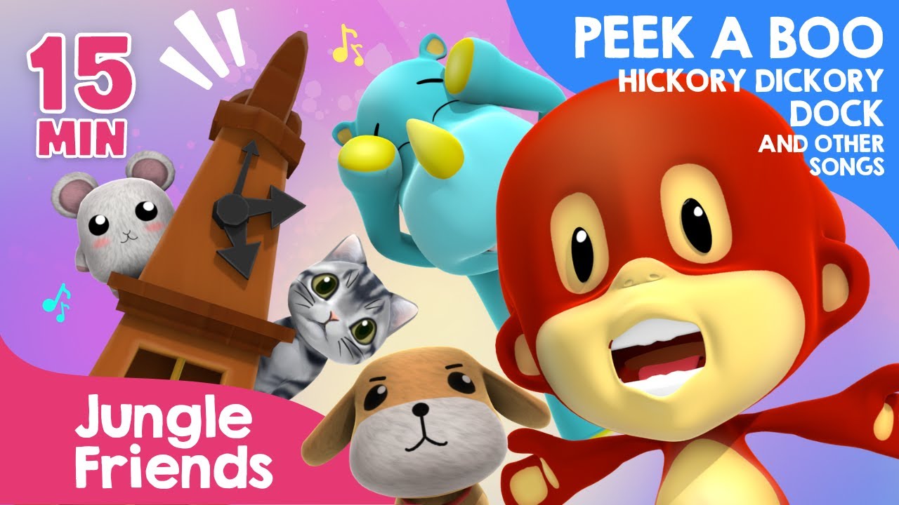 Peek A Boo, Hickory Dickory Dock, and Other Songs - 15 Min Jungle Friends Nursery Rhymes