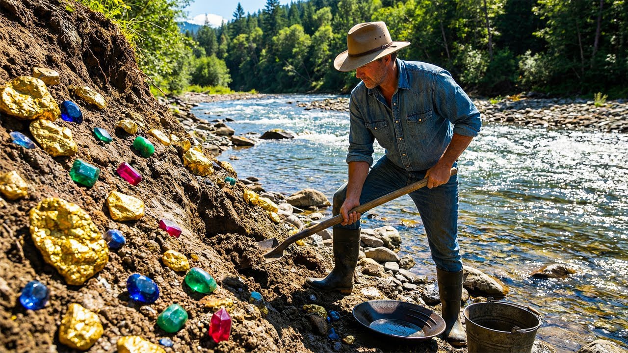 Unbelievable River Treasure Hunt! Man Discovers Gold & Rare Gems by Hand