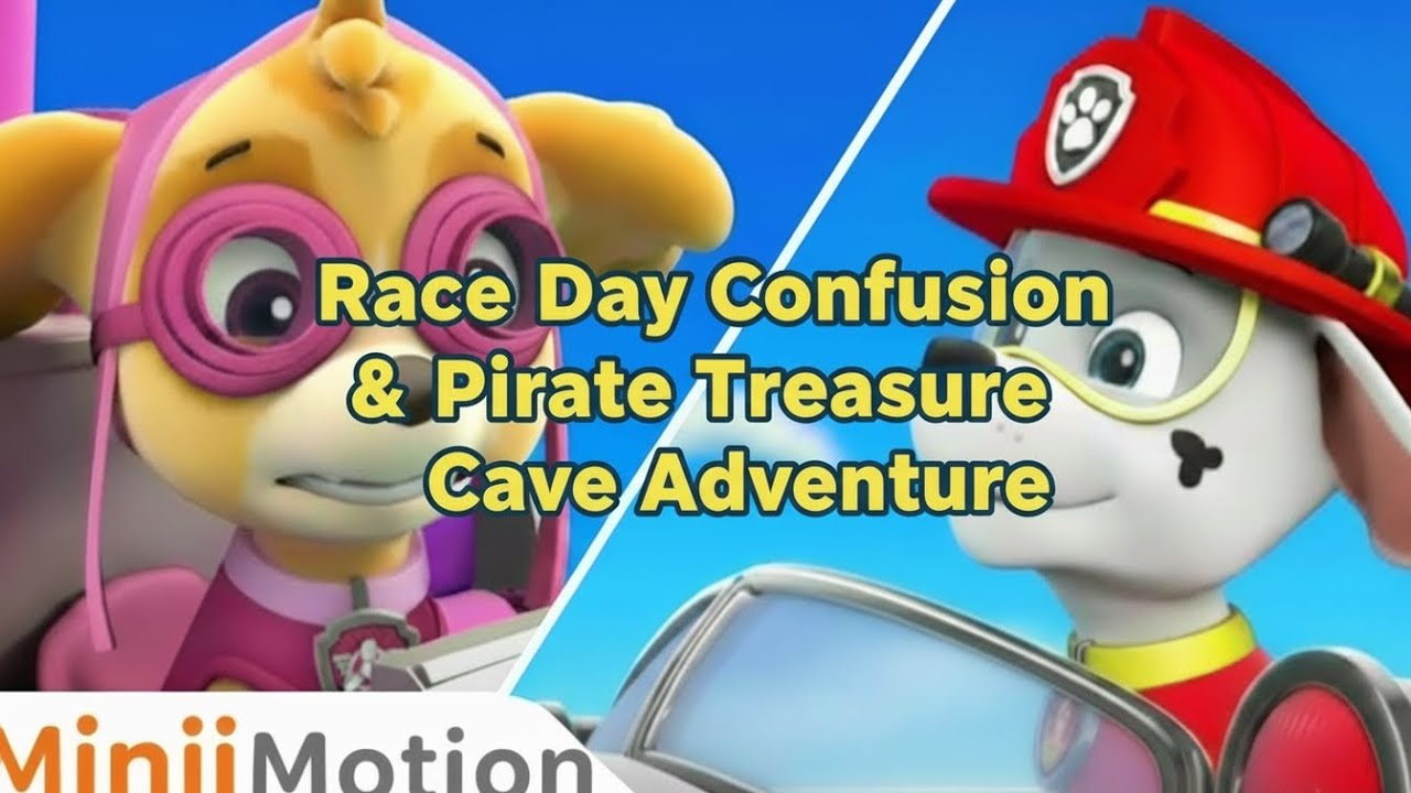 Lego paw patrol race day confusion & pirate treasure cave adventure
