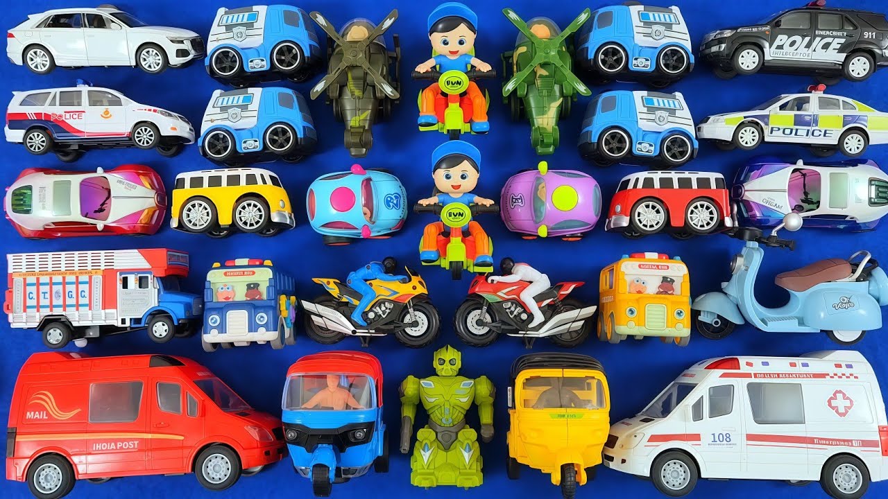 Big Size Ambulance, Post Truck & School Bus Toys for Kids | Helicopter, Bike & More