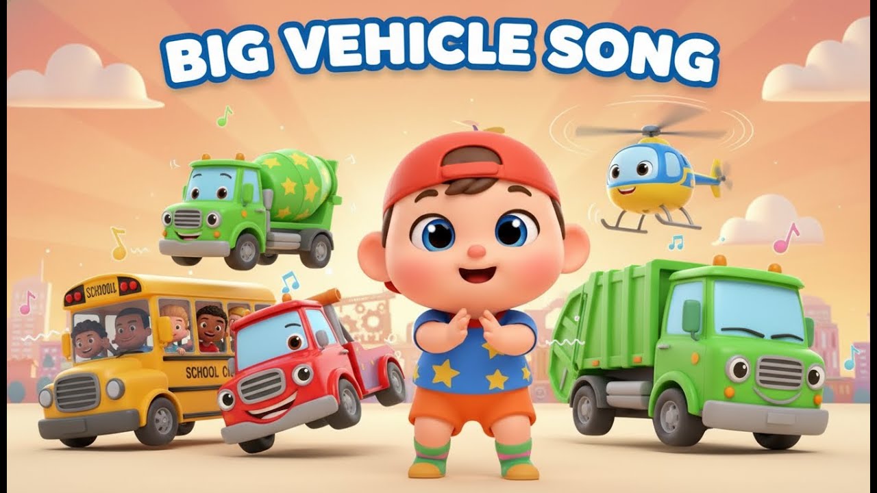 Big Vehicle Sounds Song | Vehicles Song | Monster Truck, Bus & More | Nursery Rhymes & Kids Songs