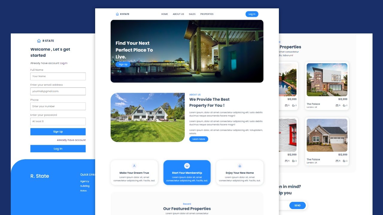 Create Responsive House Rent Website Using Only HTML CSS - HTML CSS Only