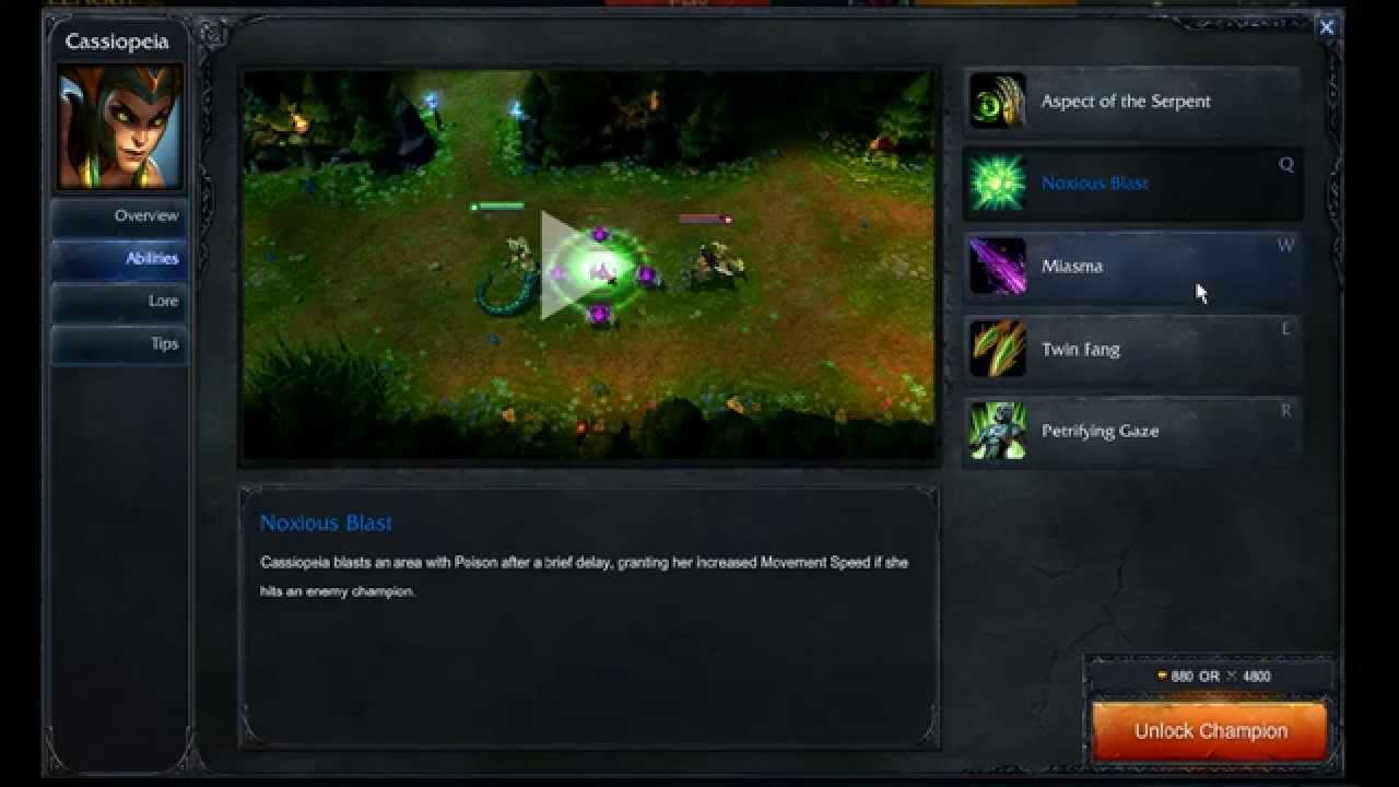 Cassiopeia abilities - League of Legends