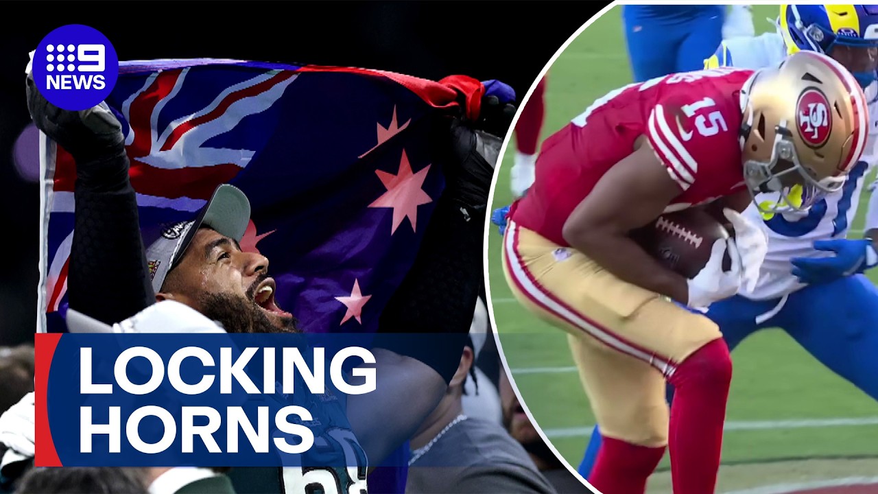 The San Fran 49ers are coming to the MCG for a clash with the LA Rams | 9 News Australia