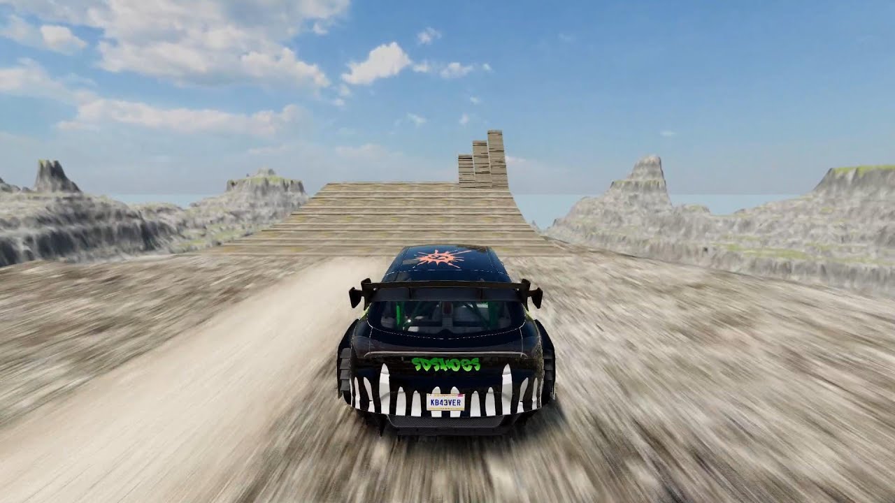 BeamNG Drive | trial of a car entering the base of an erupting volcano 2