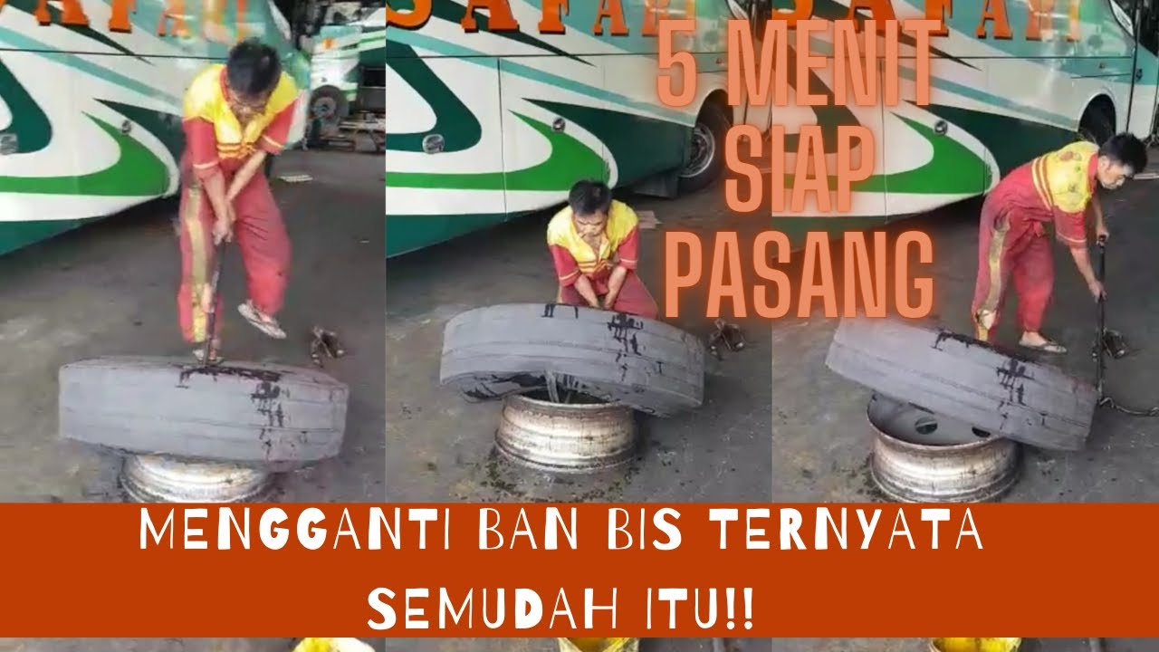 CARA TERMUDAH MENGGANTI BAN TUBLES BIS SECARA MANUAL (easiest way to replace bus tubeless tires)