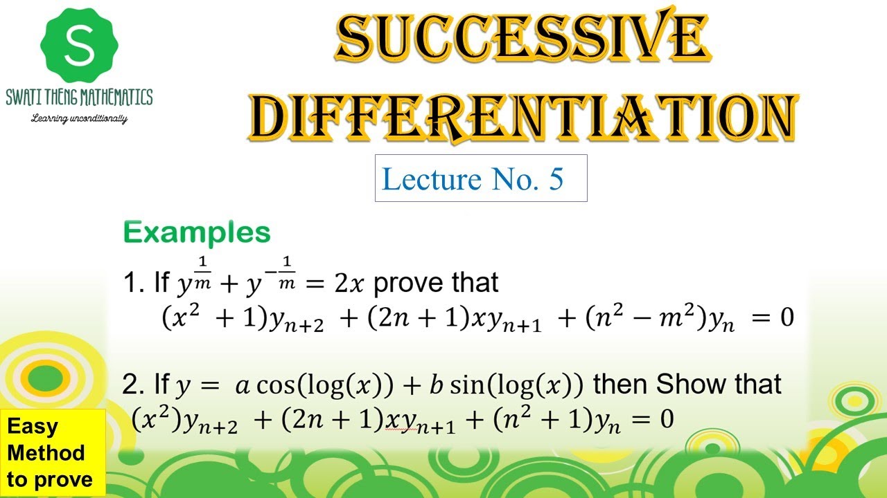 Solve Examples on Successive Differentiation by using Leibnitz's Theorem Lecture no. 6