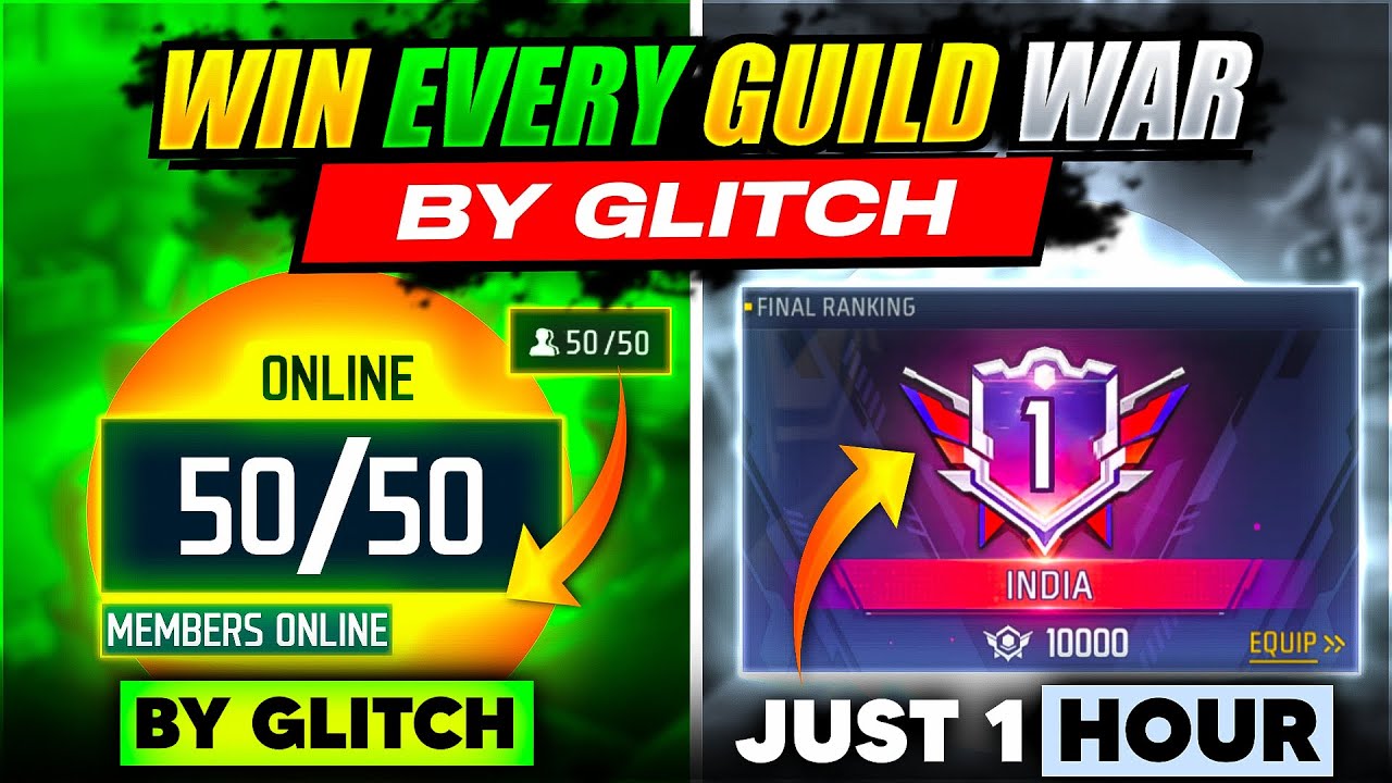 WIN EVERY GUILD WAR MATCH BY GLITCH 😱TOP 1 INDIA IN 3 HOUR || FREE FIRE 🔥