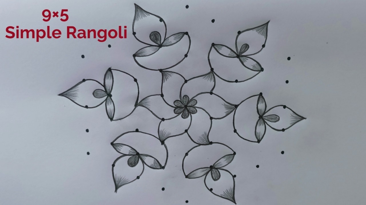 9×5 Dot Simple Villaku Kolam 🌺 9 Dot Diya Muggulu 🌺 Masi Madham Villaku Kolam 🌺 Diya Rangoli Design