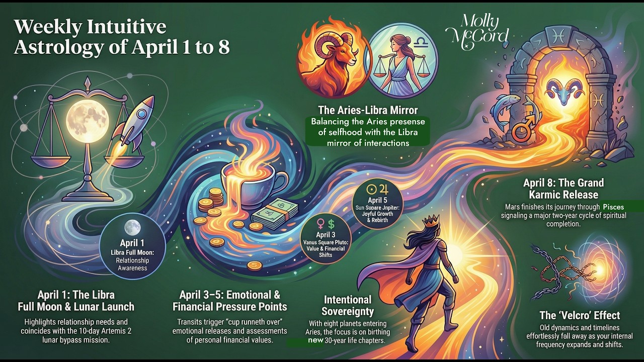 Weekly Intuitive Astrology April 1 to 8 ~ Libra Full Moon, Venus square Pluto, Aries Stellium