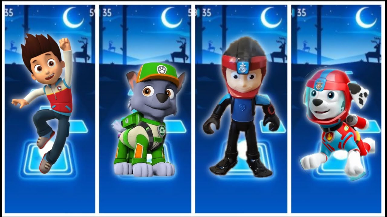 PAW Patrol: Marshall - Chase - Skye Rubble Gameplay Tiles Hop EDM Rush New