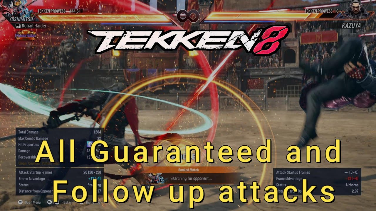 All Yoshimitsu guaranteed and Follow up attacks - Tekken 8