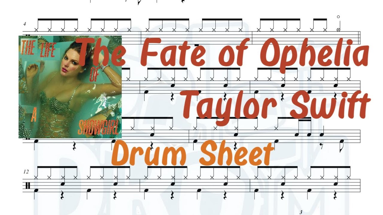 Taylor Swift – The Fate of Ophelia | Animated Drum Sheet (Beginner Groove Drum Cover)