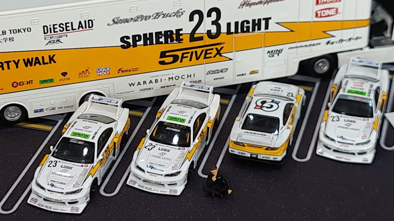Ver2 Compares Mini GT LB Super Silhouette Nissan S15 Silvia White/Yellow Variants