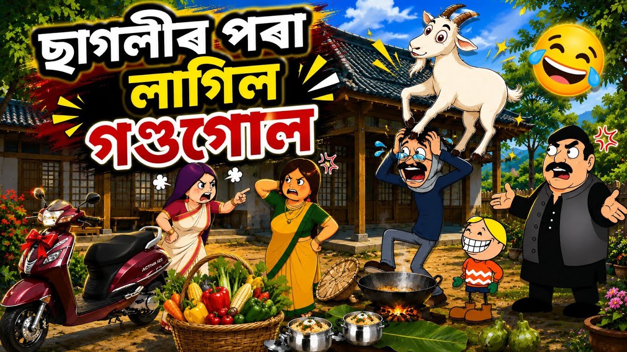 💥ছাগলীৰ পৰা লাগিল কণ্ডল..😂😂👊💢 Assamese cartoon 😂😂