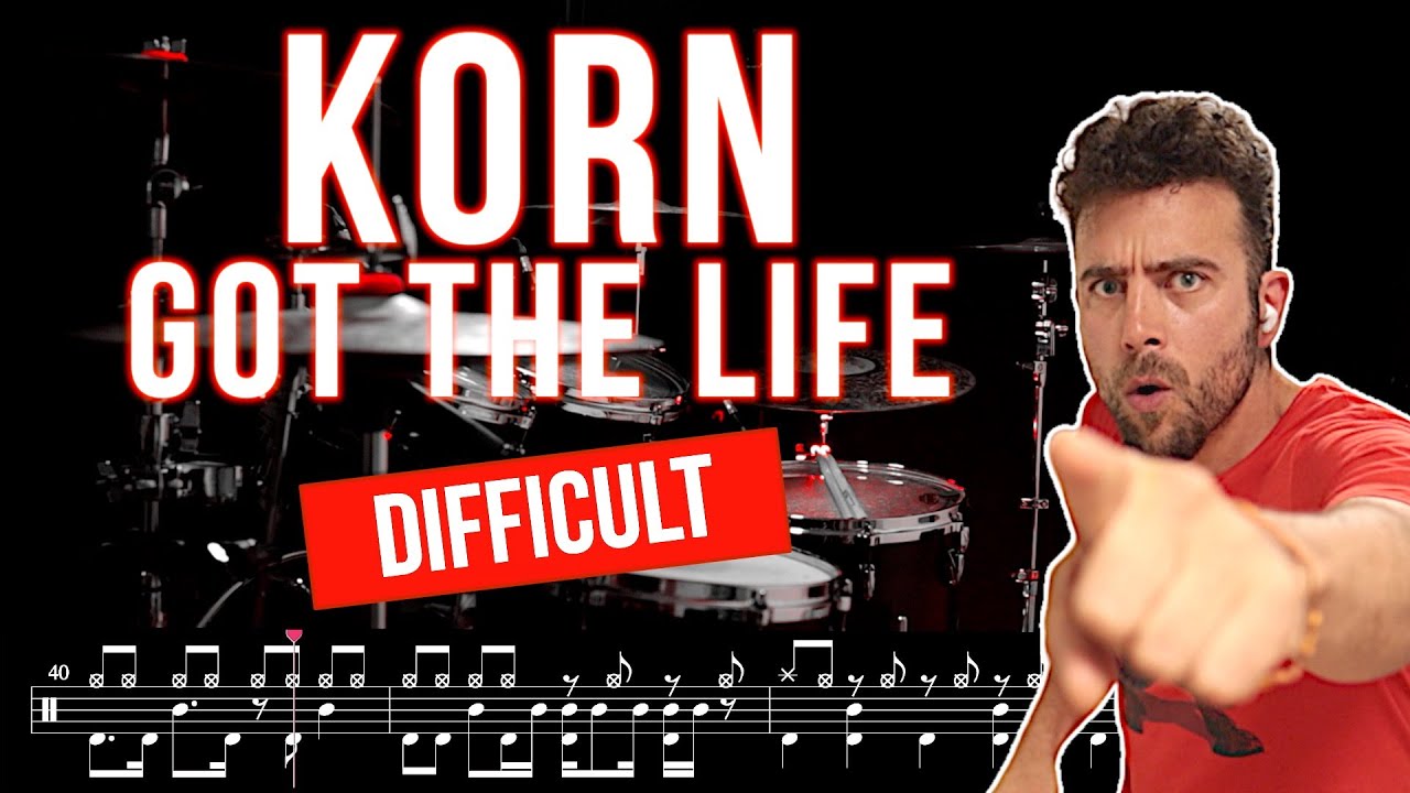 Korn - Got The Life - Drum Cover (with scrolling Drum score)