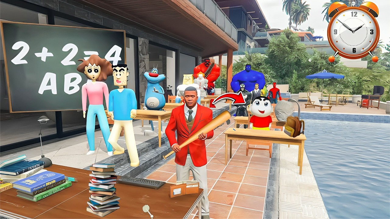 Shinchan 😂 Exam Day in School in GTAV in Telugu | Black7plays