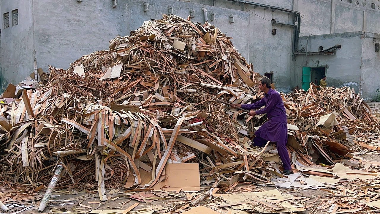Inside Factory Process Of Recycling Waste Cardboard Into High Quality Yarn Paper Cone