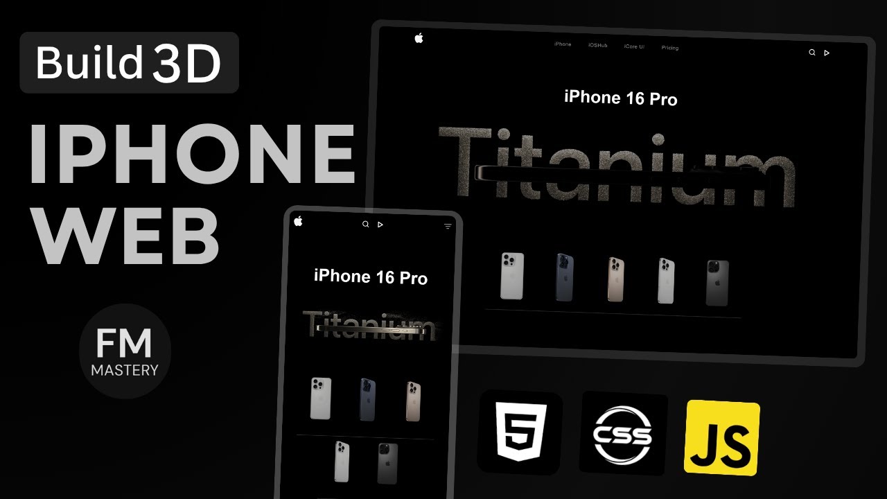Designing a 3D Interactive iphone website with just HTML, CSS, and JavaScript