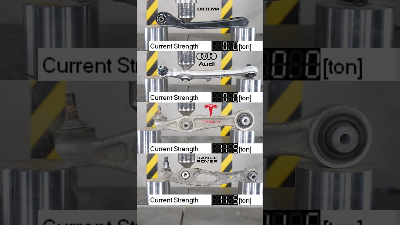 Tesla Vs. Audi parts #tesla #hydraulicpress #satisfying