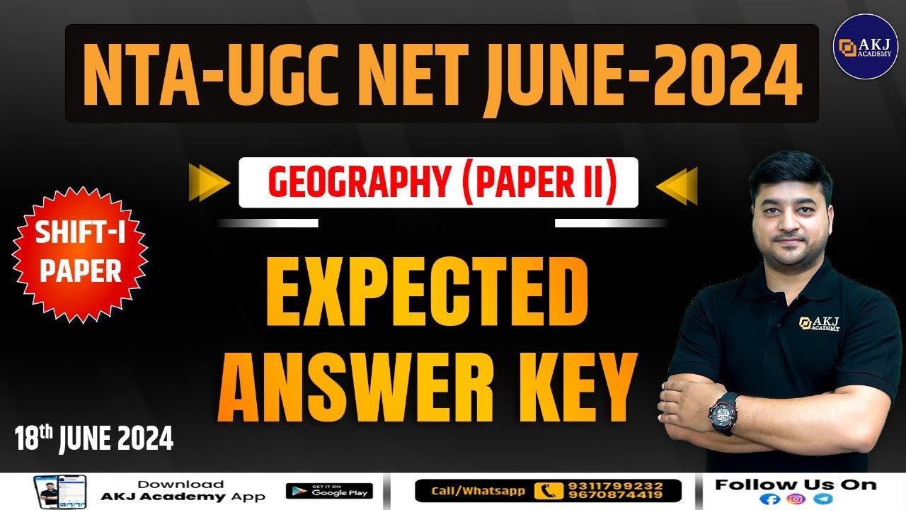 Answer Key | Geography | 18 June 2024 | NTA UGC NET/JRF | By Abhishek Kumar Jha (AKJ Sir)